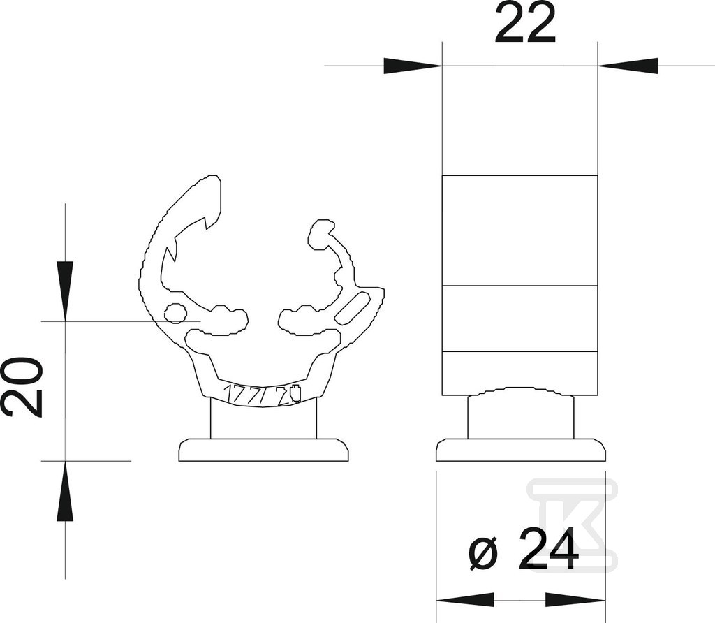 Cable holder type 177 20 M8 - 5207444