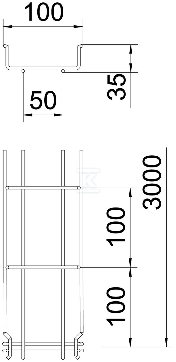 Mesh cable tray GRM 35/100 3M type GRM - 6000055