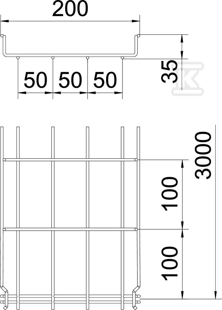 Mesh cable tray GRM 35/200 3M type GRM - 6000090