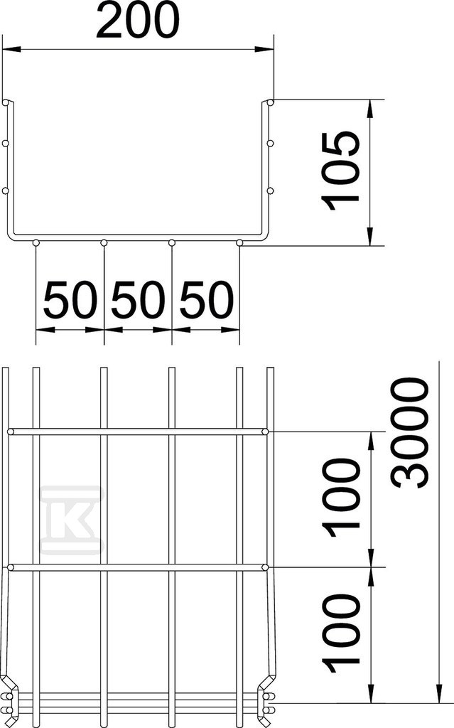 Korytko siatkowe GRM 105/200 3M typ GRM - 6002406