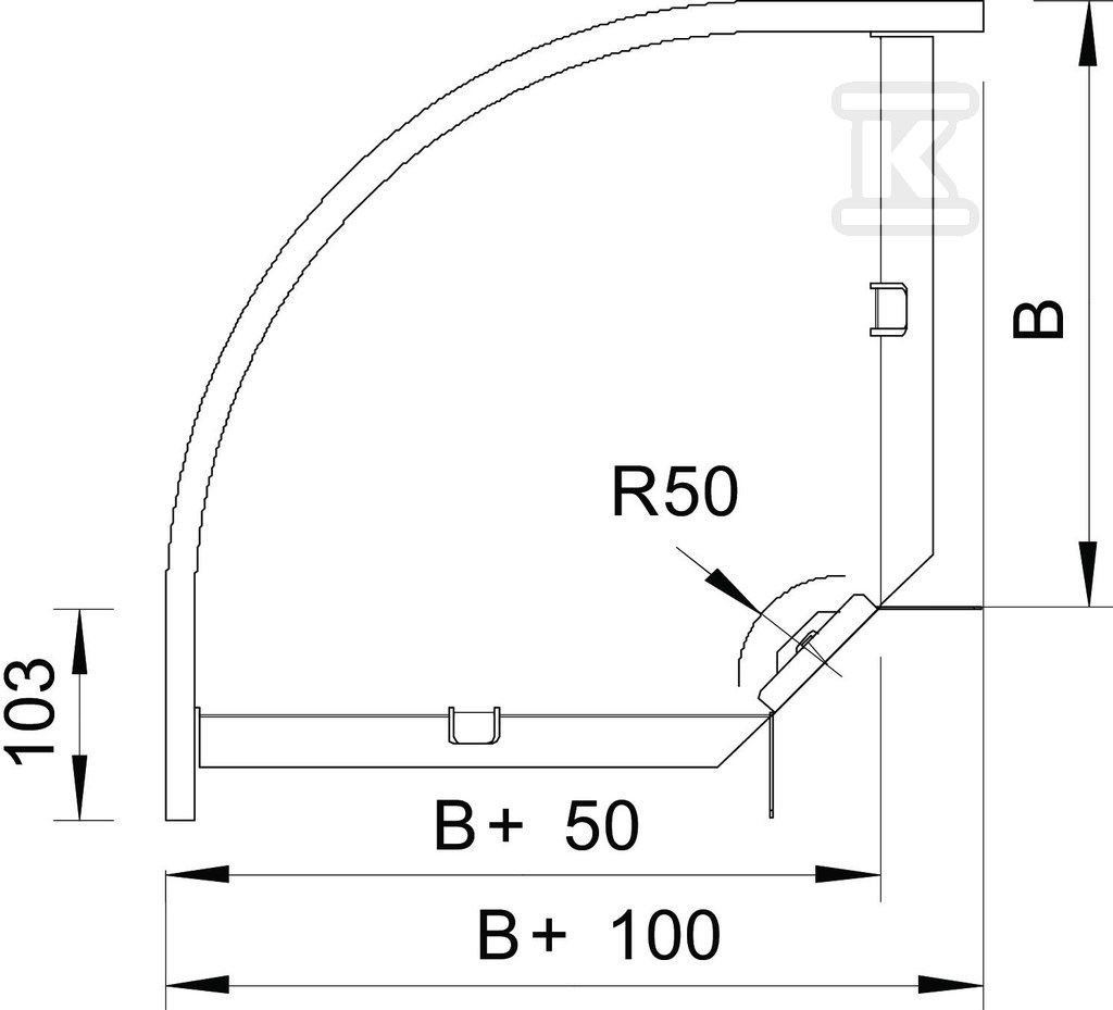 90 ° bend type RB 90 610 FS - 6043216