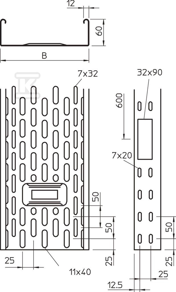 Korytko kablowe IKS typ IKS 610 FS /3m/ - 6087116