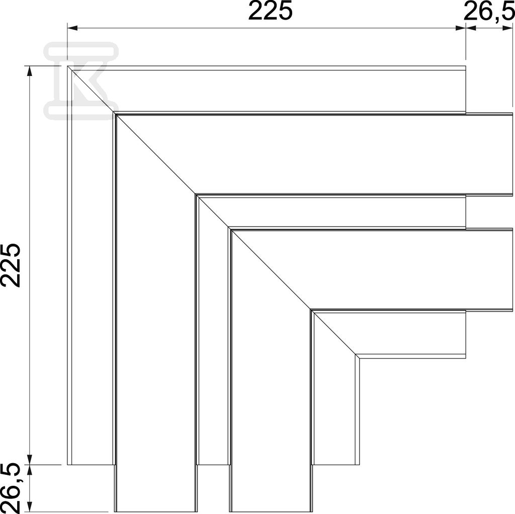 Colț plat, fix tip GK-FS53165RW - 6113450