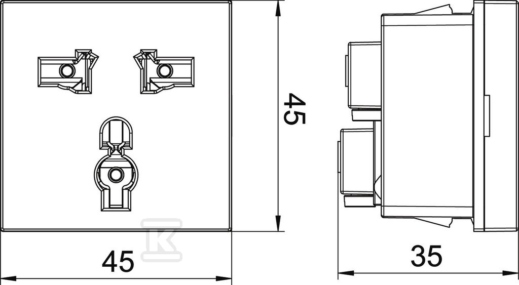 0 ° socket, single, Multistandard type: - 6120739