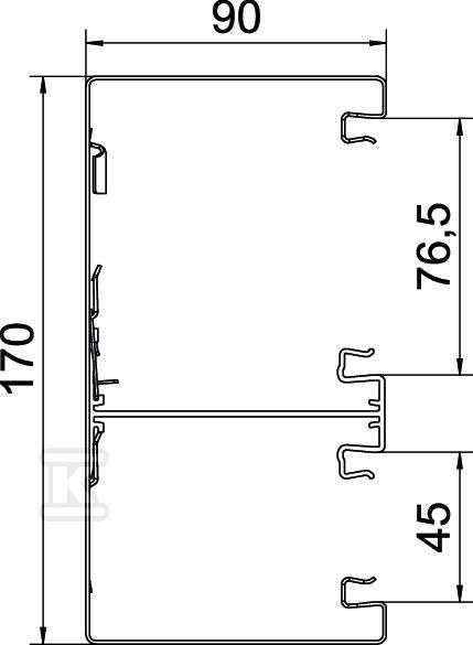 Asymmetrical under-sill duct type - 6278300