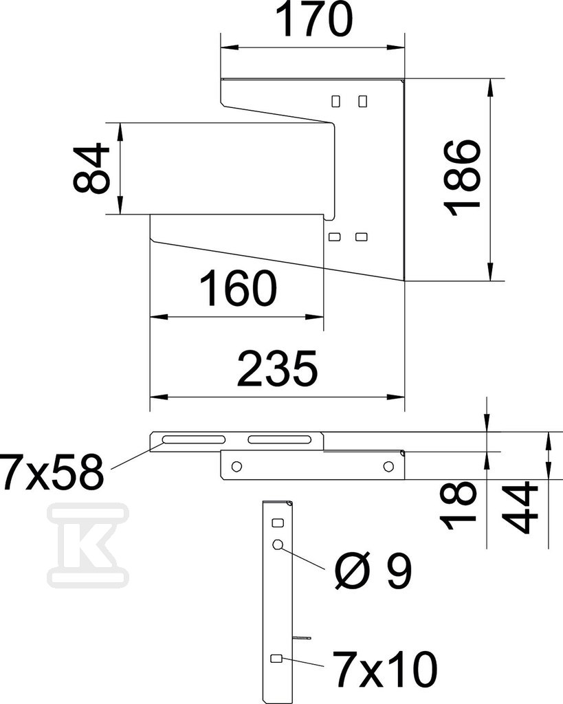 Wspornik lekki ścienno-sufitowy, 150 - 6363724