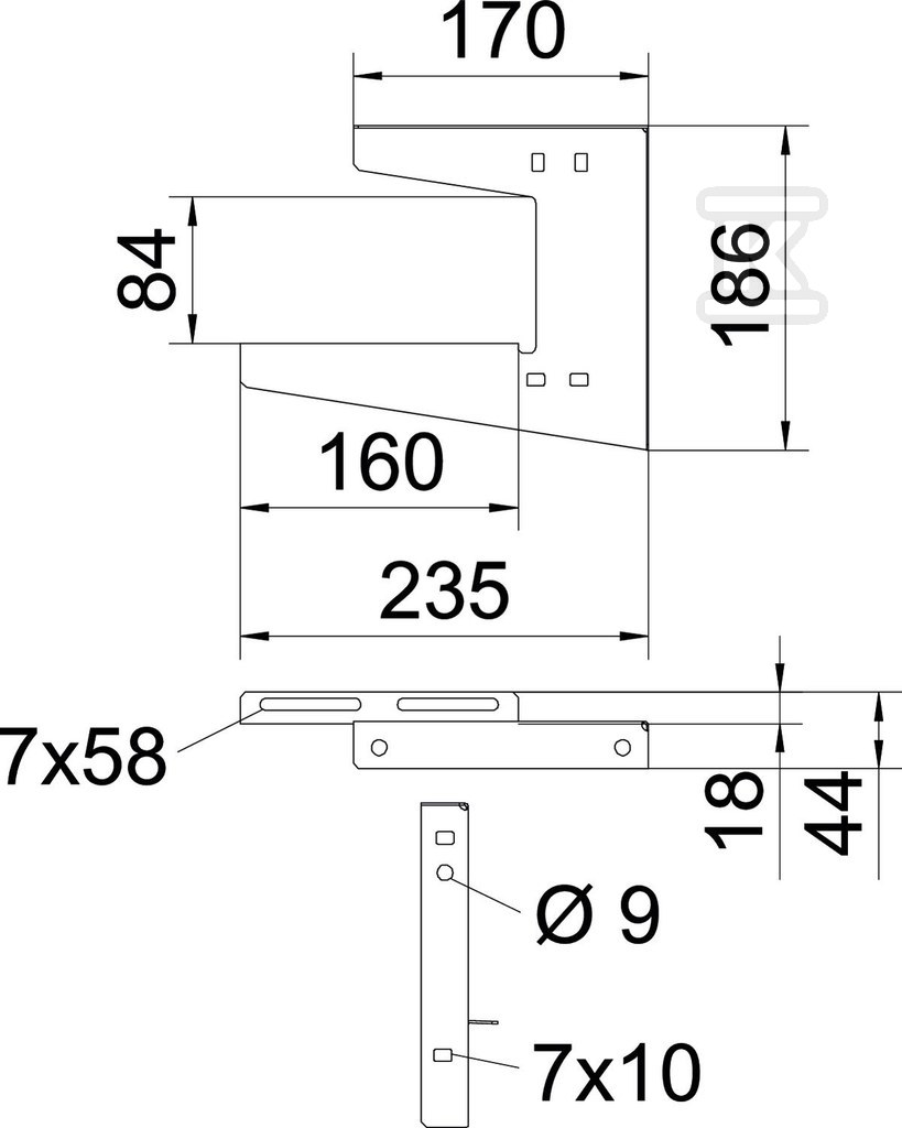 Wspornik lekki ścienno-sufitowy, 150 - 6363744