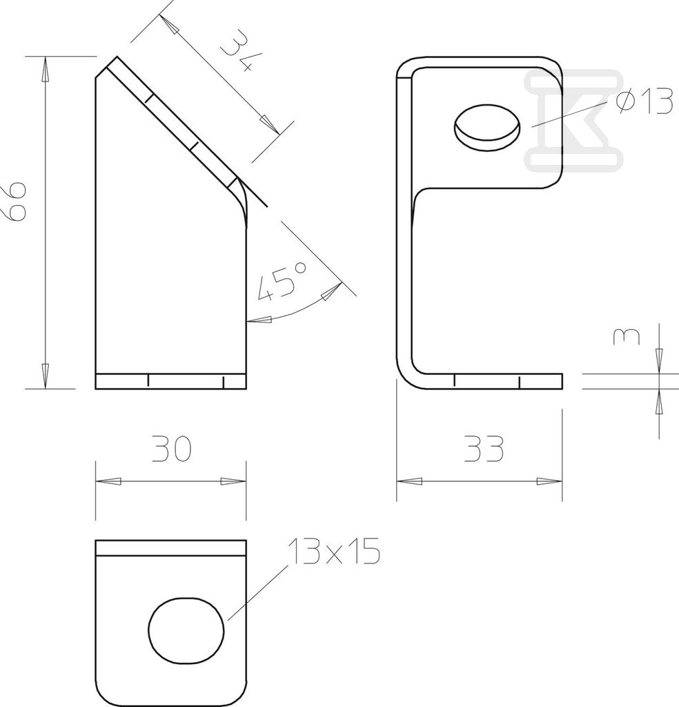 Element przyłączeniowy ukośny typ ABS - 6365027