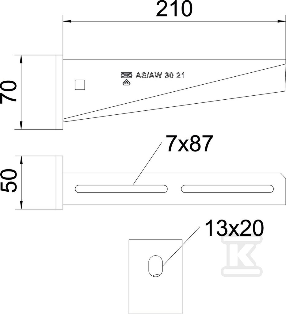 Wall bracket, hot-dip galvanized type - 6419720