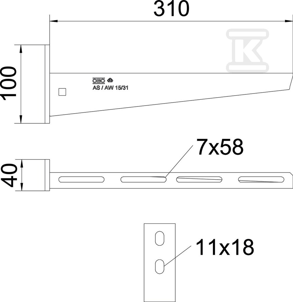 Wysięgnik ścienny typ AW 15 31 FT 2L - 6420918