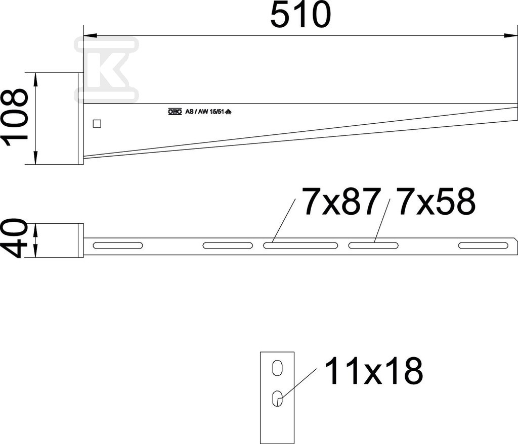 Wysięgnik ścienny typ AW 15 51 FT 2L - 6420924