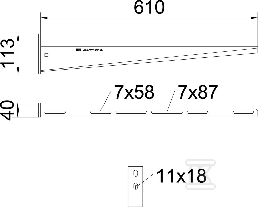 Wysięgnik ścienny typ AW 15 61 FT 2L - 6420927