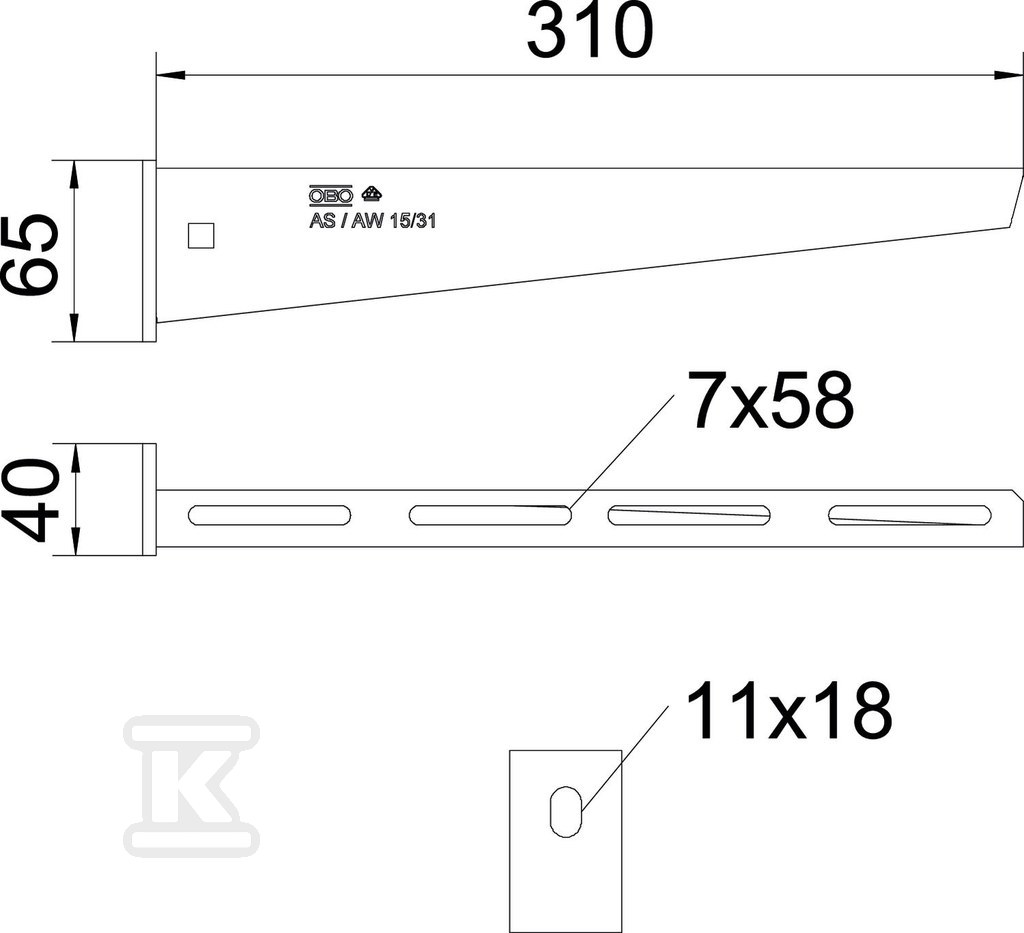Wysięgnik ścienny typ AW 15 31 A2 - 6421032