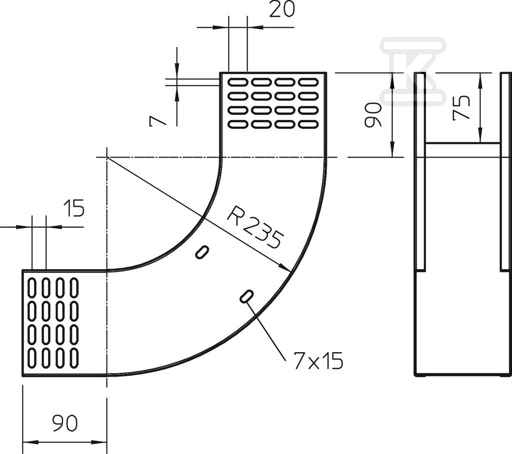 90 ° vertical bend type RBV 110 S FS - 7007310