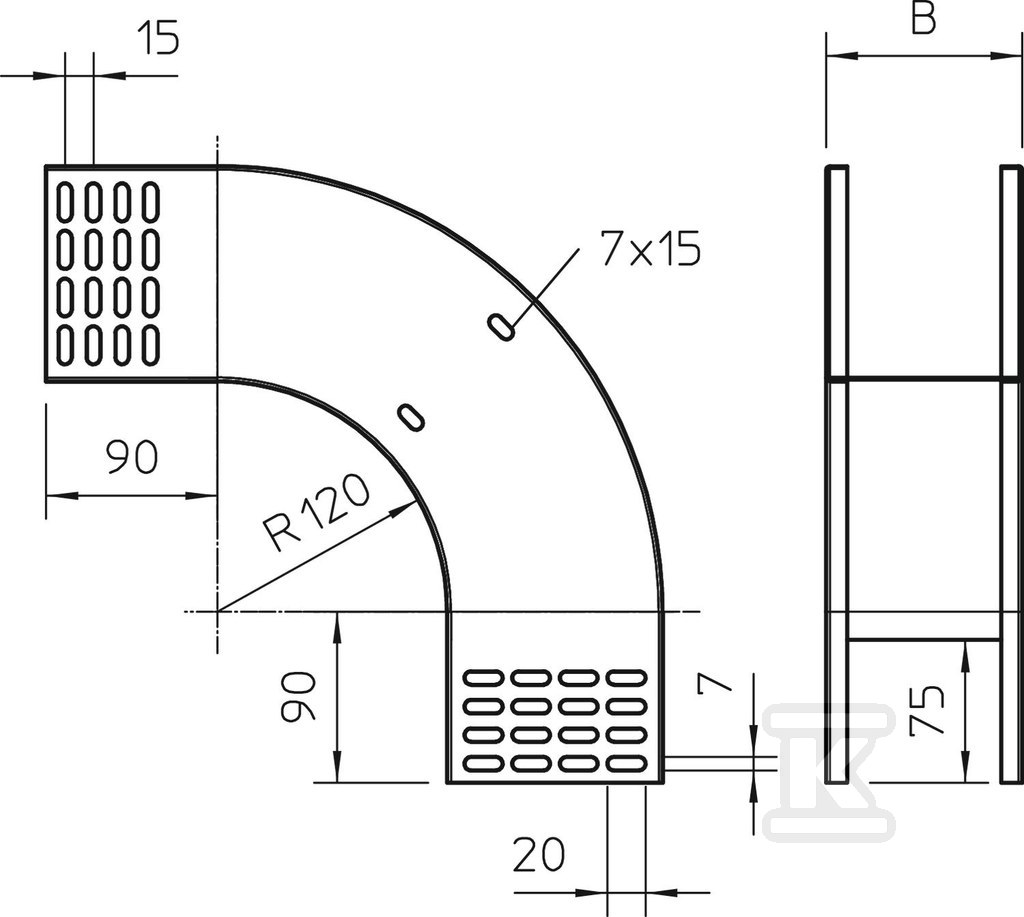 90 ° vertical bend type RBV 110 F FS - 7007350