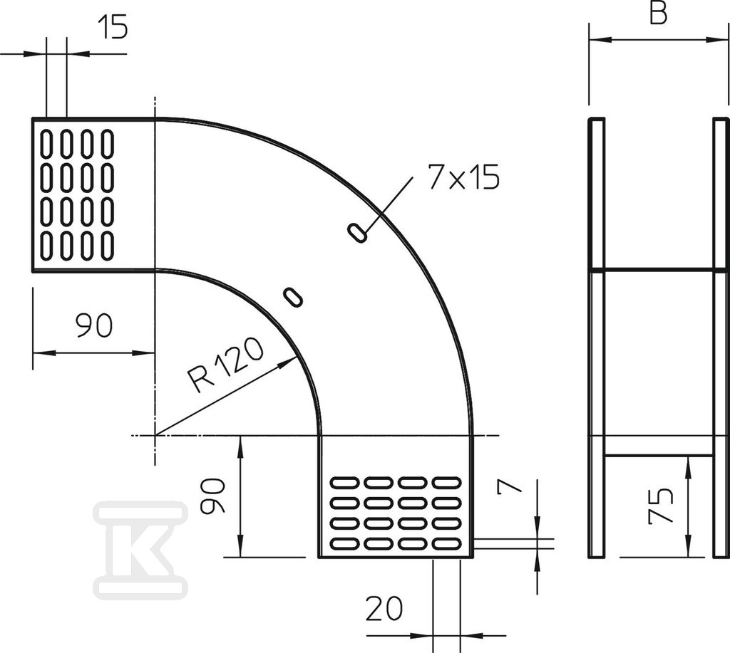 90 ° vertical bend type RBV 130 F FS - 7007358