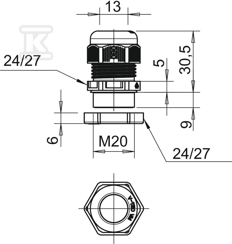 Dławik kablowy typ V-TEC VM20+ OR - 7205660