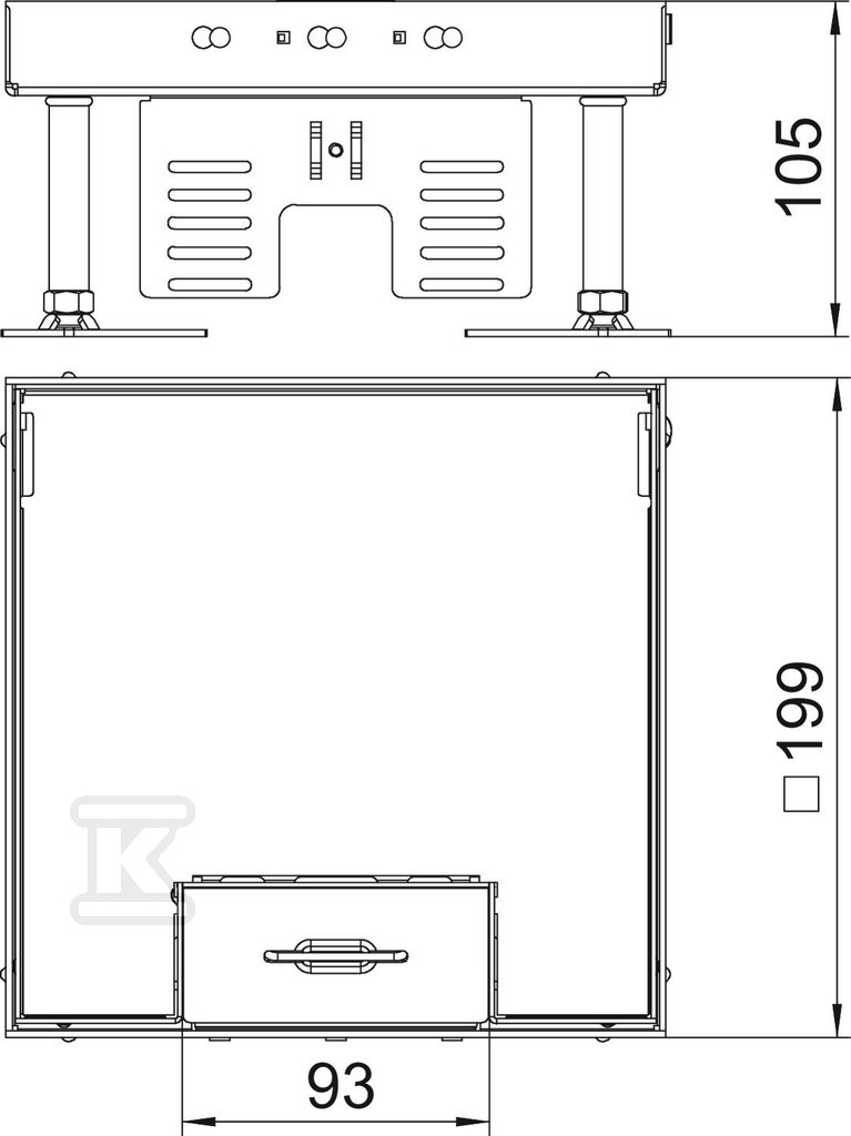 Casetă pătrată cu ieșire pentru cablu - 7409208