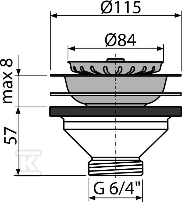 Spust zlewozmywaka 6/4", sitko - A37
