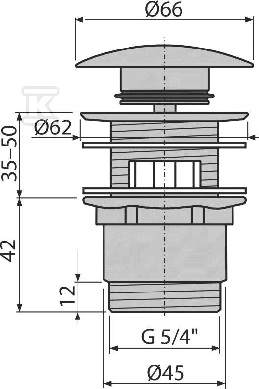 Spust umywalki CLIK/CLAK 5/4" metalowy - A390