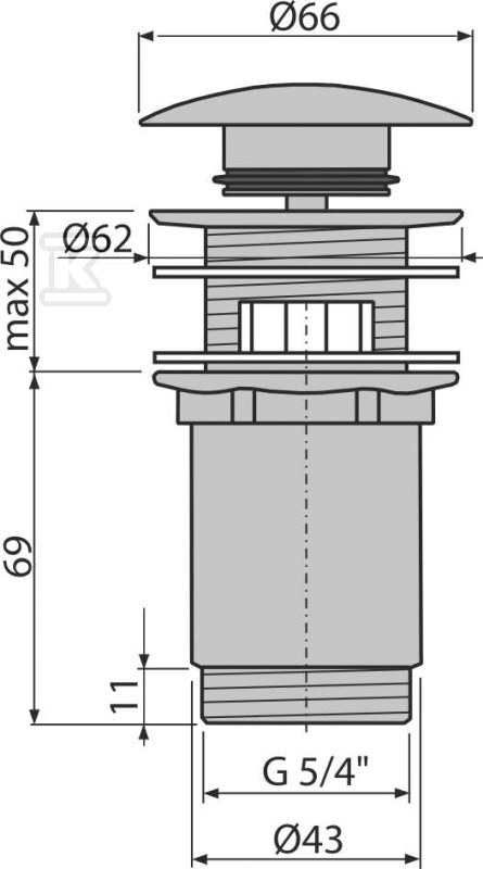 Spust umywalki CLIK/CLAK 5/4" metalowy - A392C