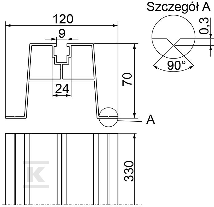 Szyna montażowa aluminiowa SMA70/04 - 890740