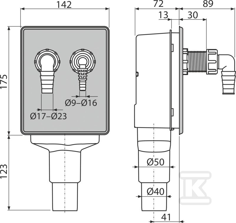 Syfon pralkowy podtynkowy do - APS6