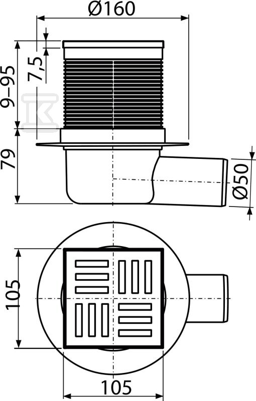 Abwasserrost 105×105/50 mm - APV5111