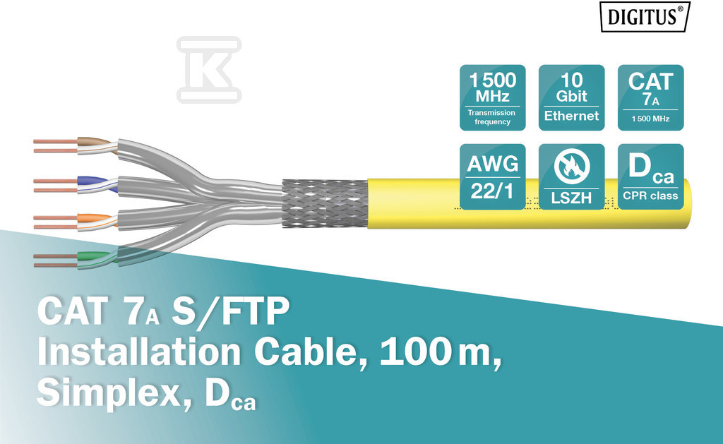 Kabel instalacyjny DIGITUS kat.7A, - DK-1743-A-VH-1