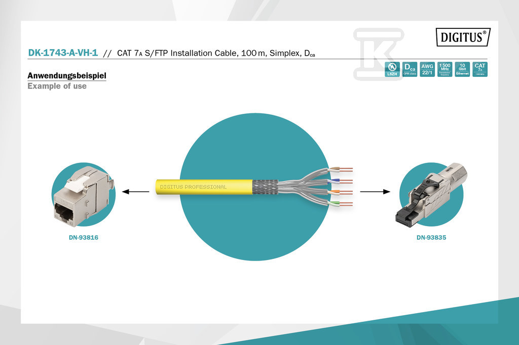 Kabel instalacyjny DIGITUS kat.7A, - DK-1743-A-VH-1