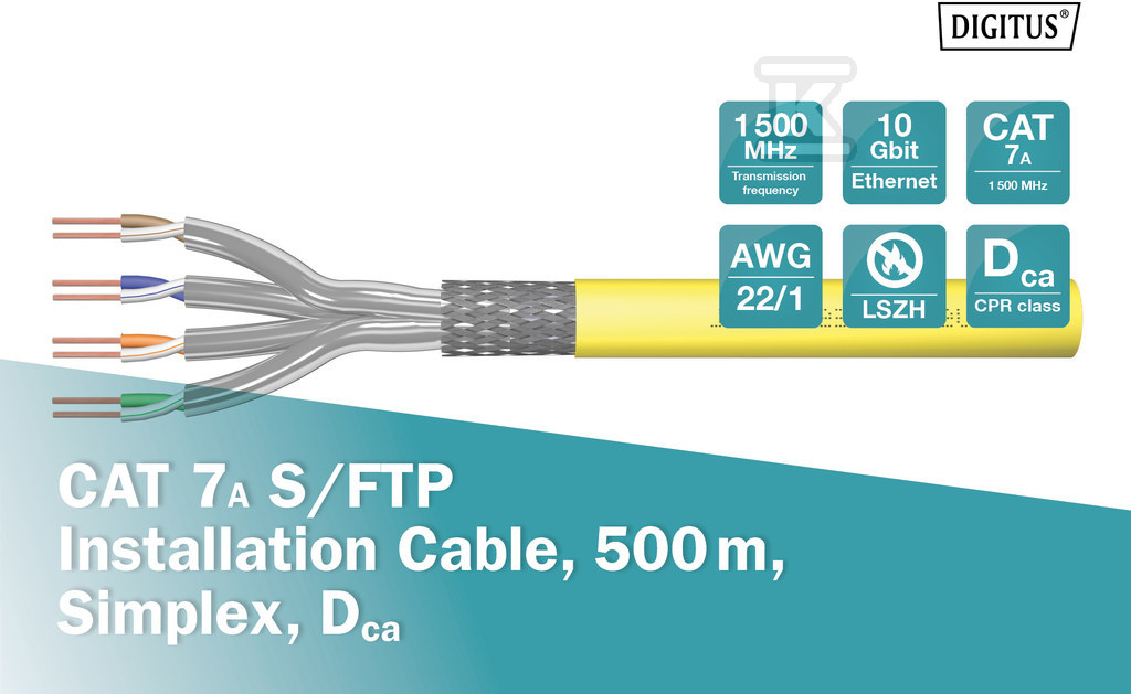 Kabel instalacyjny DIGITUS kat.7A, - DK-1743-A-VH-5