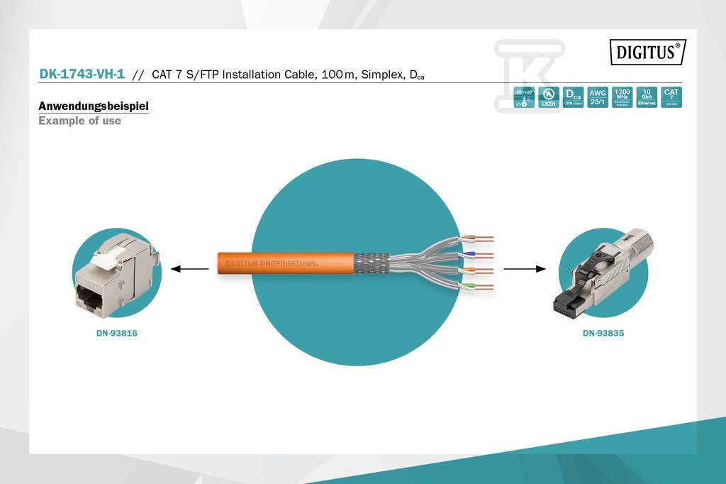 Kabel instalacyjny DIGITUS kat.7, - DK-1743-VH-1