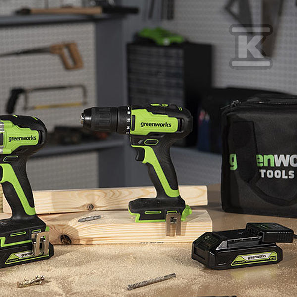 Greenworks Gd24Dd60K2 Drill/Driver Set - GR3704107UA