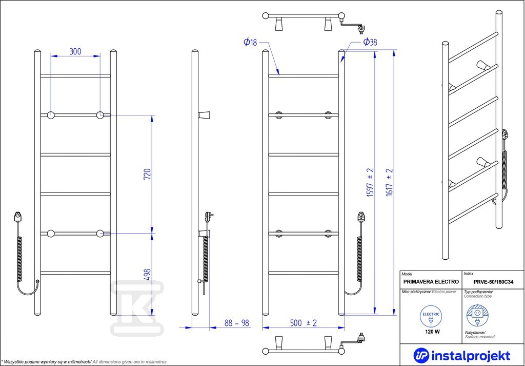 Electric dryer, water-free PRIMAVERA - PRVE-50/160C34