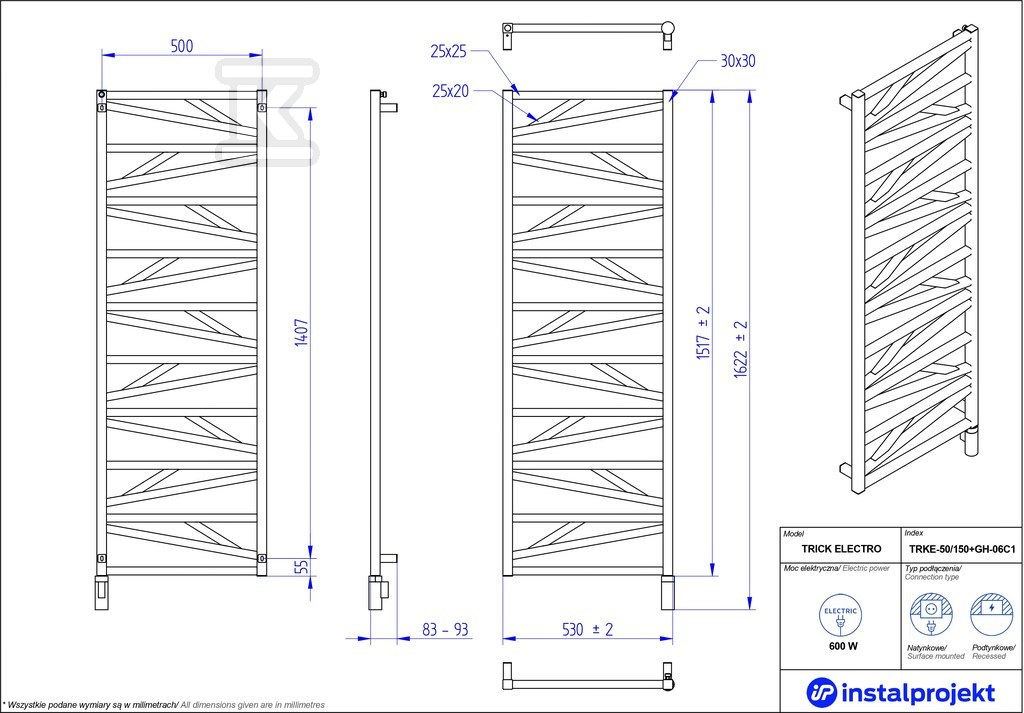 Grzejnik elektryczny Instal Projekt - TRKE-50/150C31+GH-06C2