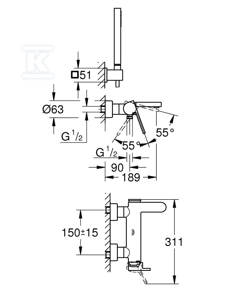 GROHE Plus Одноважільний змішувач для - 33547003