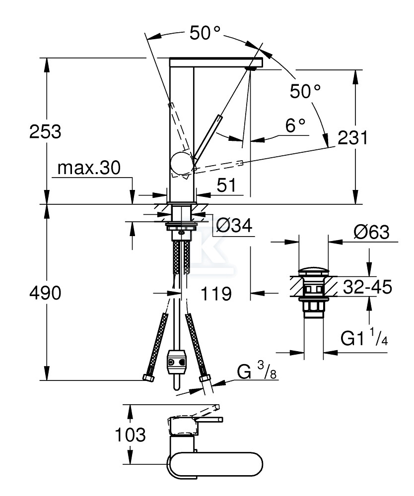 GROHE Plus Одноважільний змішувач для - 23844003
