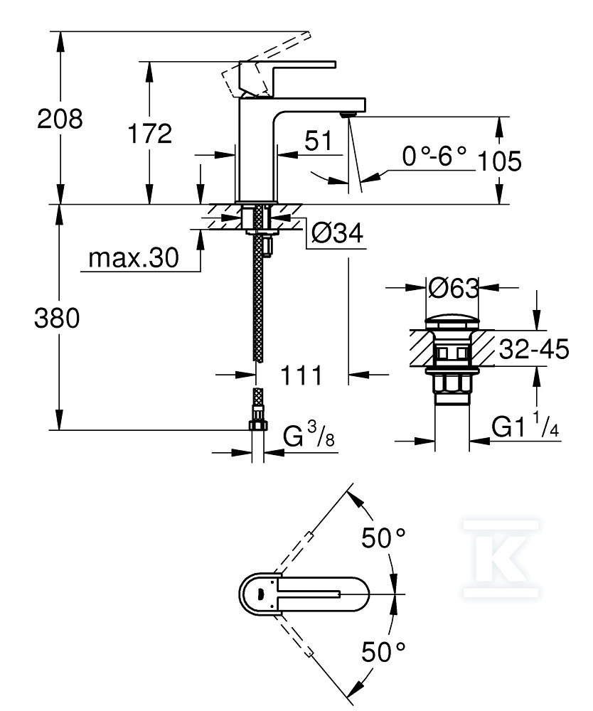 GROHE Plus Одноважільний змішувач для - 33163003