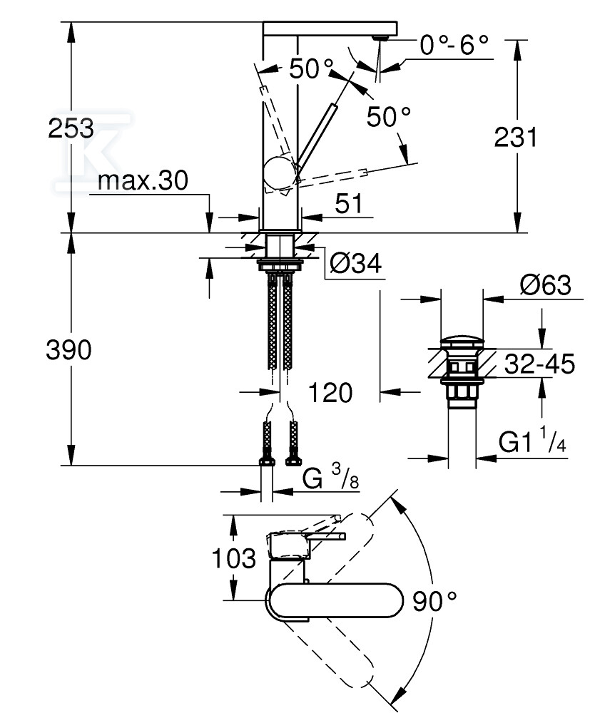 GROHE Plus Одноважільний змішувач для - 23873003