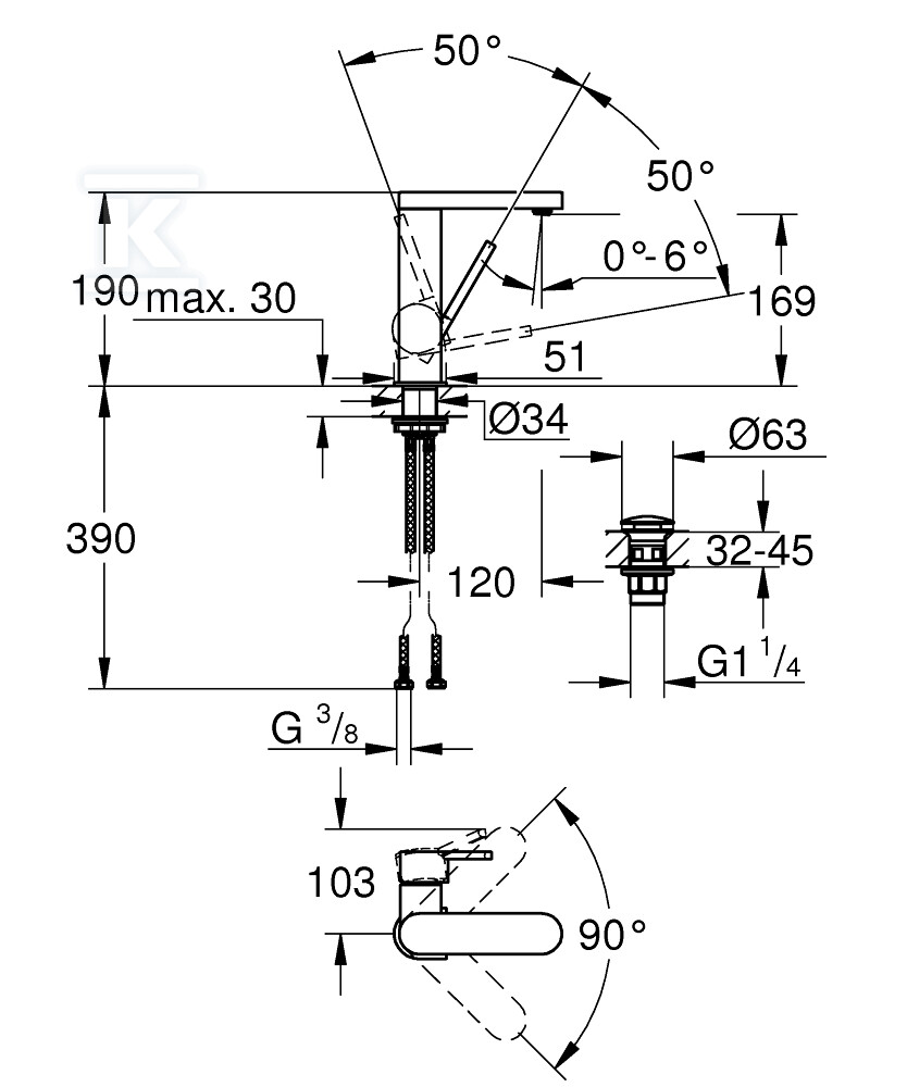 GROHE Plus Одноважільний змішувач для - 23872003