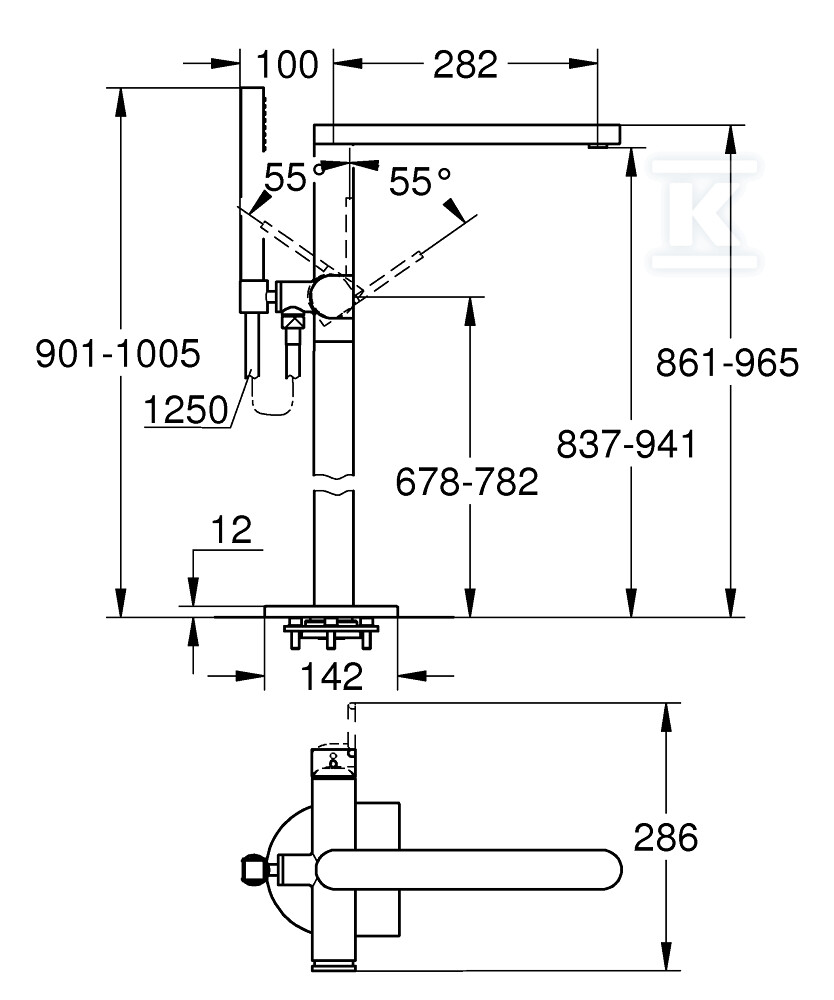 GROHE Plus Окремостоячий одноважільний - 23846AL3