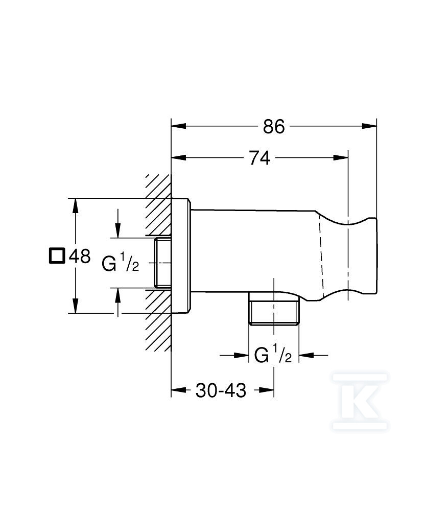 Настінний кутовий фітинг Rainshower, - 26659DL0