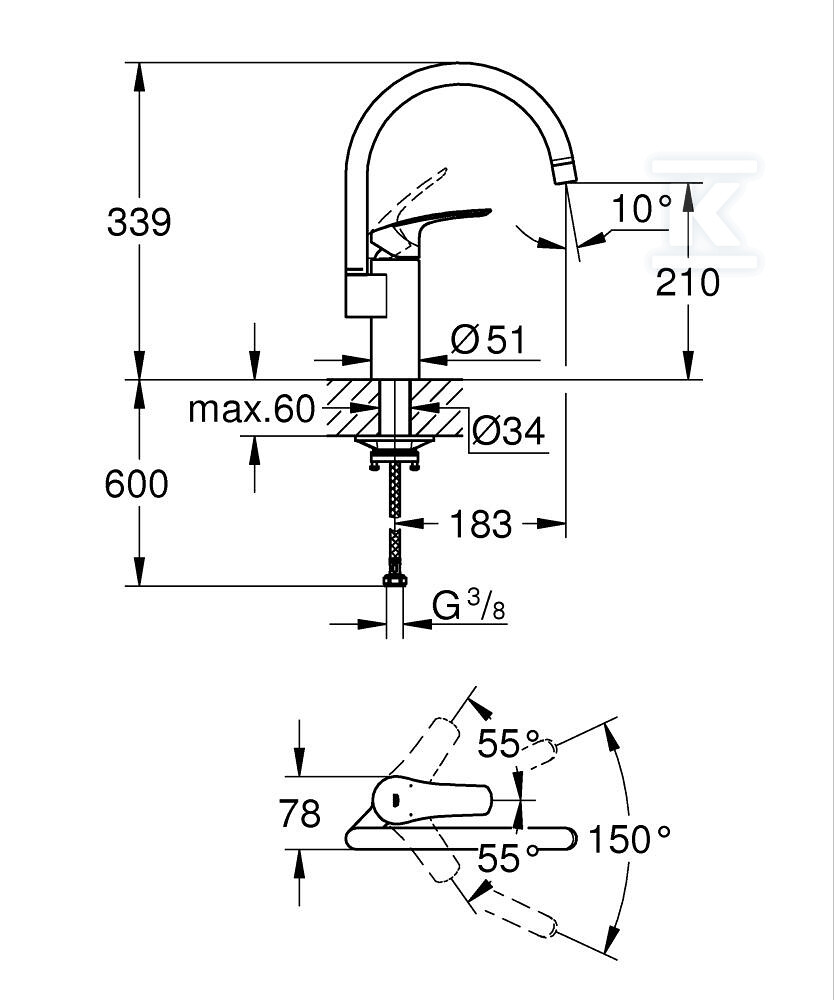 Bateria zlewozmywakowa Eurosmart - 33202003
