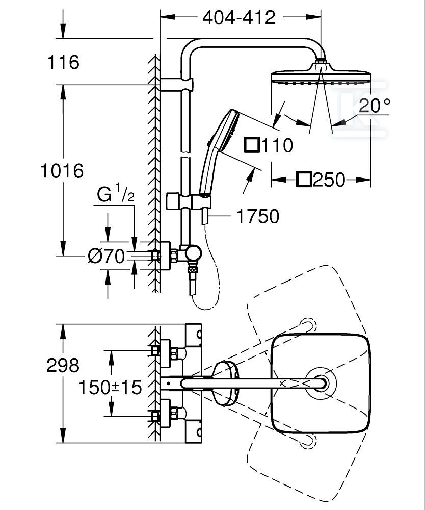 System prysznicowy Tempesta System 250 - 266892431