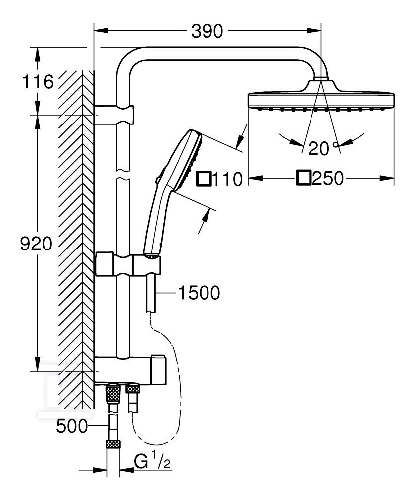 System prysznicowy Tempesta System 250 - 26694001