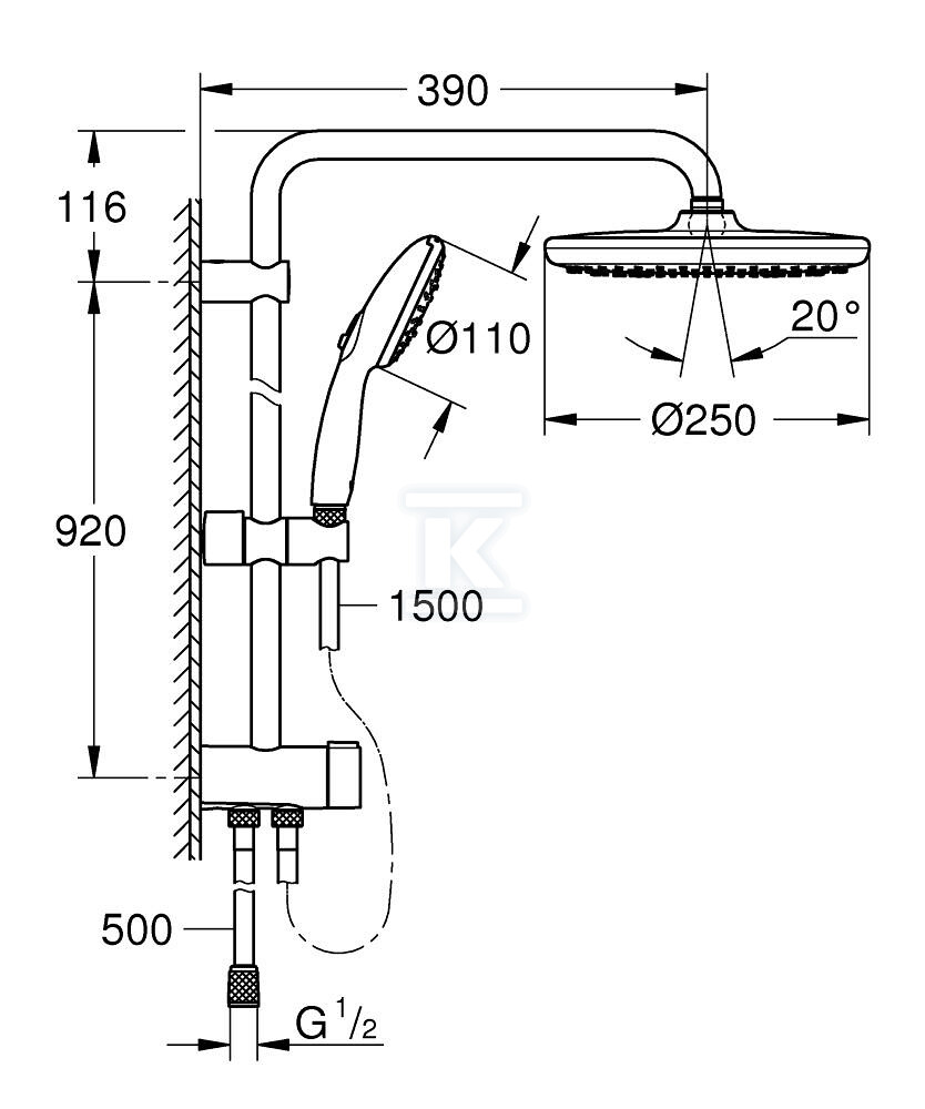 System prysznicowy Tempesta System 250 - 26675001