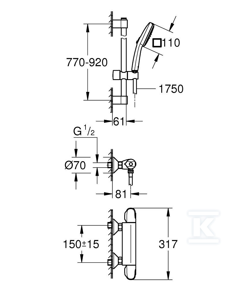 Prysznicowa bateria termostatyczna - 34824005