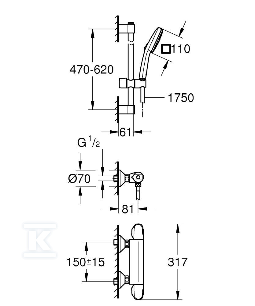Prysznicowa bateria termostatyczna - 34820005