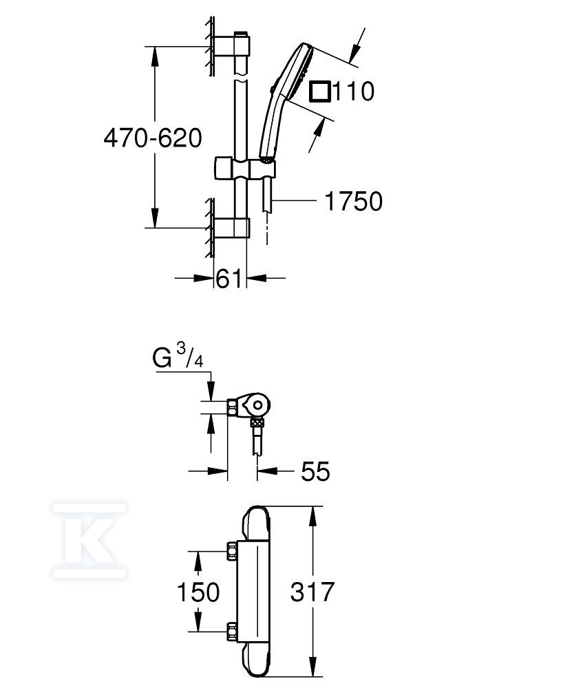 Prysznicowa bateria termostatyczna - 34819005