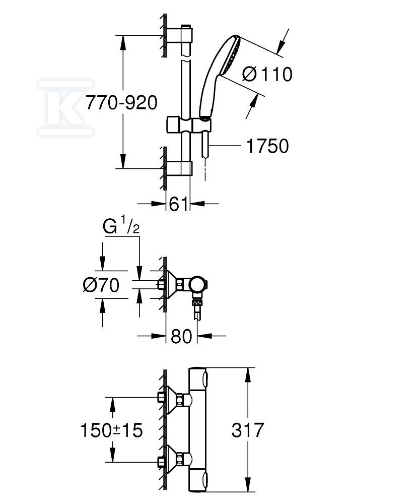 Prysznicowa bateria termostatyczna - 34797001